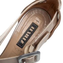 Le Silla Grey Patent Leather Platform Ankle Strap Peep Toe Sandals Size 37