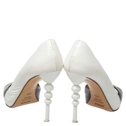 Pre Owned Le Silla Black/White Patent Leather D'orsay Peep Toe Pumps Size 36.5