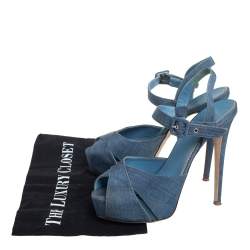 Le Silla Blue Denim Platform Sandals Size 38