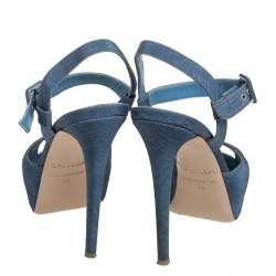 Le Silla Blue Denim Platform Sandals Size 38
