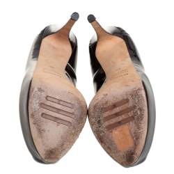 Le Silla Brown Patent Leather Peep Toe Platform Pumps Size 36 