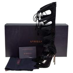 Le Silla Black Suede Gladiator Sandals Size 38