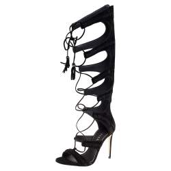 Le Silla Black Suede Gladiator Sandals Size 38