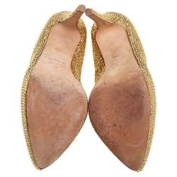 Le Silla Gold Suede Crystal Embellished Platform Pumps Size 38
