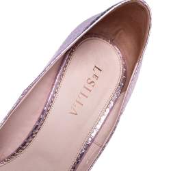 Pre Owned Le Silla Pink Snakeskin Embossed Patent Leather Eva Pointed Toe Pumps Size 40