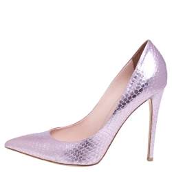Pre Owned Le Silla Pink Snakeskin Embossed Patent Leather Eva Pointed Toe Pumps Size 40