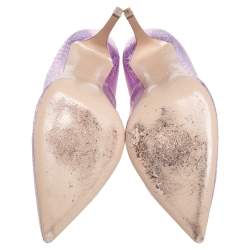 Pre Owned Le Silla Pink Snakeskin Embossed Patent Leather Eva Pointed Toe Pumps Size 40