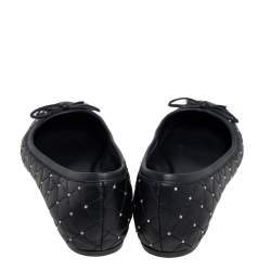 Pre Owned Le Silla Black Quilted Leather Studded Ballet Flats Size 36