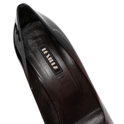Pre Owned Le Silla Brown/Beige Patent Leather Platform Pumps Size 39.5