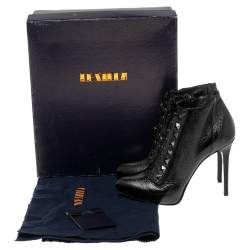 Le Silla Black Patent Leather Studded Ankle Booties Size 38.5