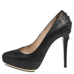 Le Silla Black Leather  Platform  Pumps Size 37