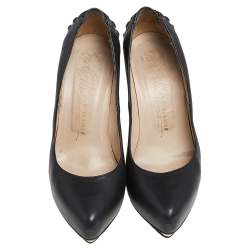 Le Silla Black Leather  Platform  Pumps Size 37