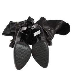Pre Owned Le Silla Black Leather Over Knee Length Boots Size 40