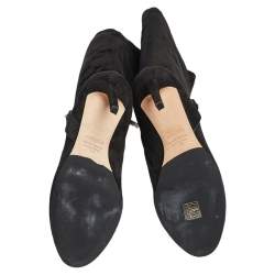 Pre Owned Le Silla Black Suede Studded Knee Length Boots Size 39