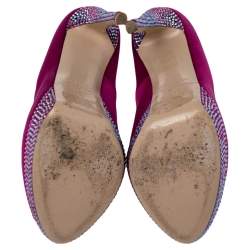 Pre Owned Le Silla Pink Satin Crystal Embellished Platform Peep Toe Pumps Size 38