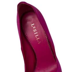 Pre Owned Le Silla Pink Satin Crystal Embellished Platform Peep Toe Pumps Size 38