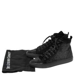 Pre Owned Le Silla Black Suede Crystal Embellished High Top Sneakers Size 39.5