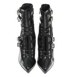 مملوكة مسبقًا حذاء بوت كاحل انيو سيلا فور لي سيلا نايلون وجلد لامع أسود مقاس 40