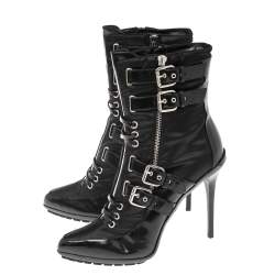 مملوكة مسبقًا حذاء بوت كاحل انيو سيلا فور لي سيلا نايلون وجلد لامع أسود مقاس 40