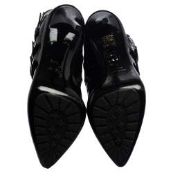 Enio Silla For Le Silla Black Patent Leather And Nylon Platform Ankle Boots Size 39.5