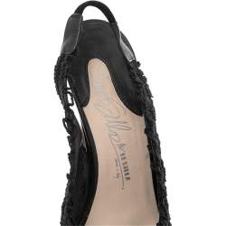Le Silla Black Mesh And Net  Slingback Peep Toe Platform Sandals Size 37