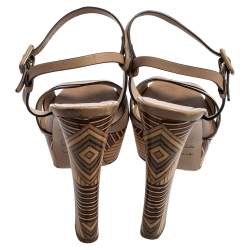 Pre Owned Le Silla Beige Leather Cross Strap Platform Sandals Size 39