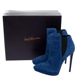 Le Silla Blue/Black Suede Elastic Band Ankle Boots Size 38