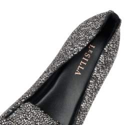 Pre Owned Le Silla Metallic Crystal Smoking Slippers Size 40
