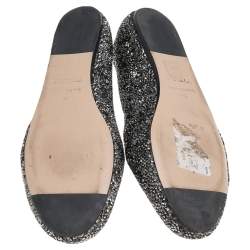 Pre Owned Le Silla Metallic Crystal Smoking Slippers Size 40