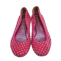 Le Silla Pink Suede Crystal Embellished Ballet Flats Size 39.5
