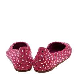 Le Silla Pink Suede Crystal Embellished Ballet Flats Size 39.5