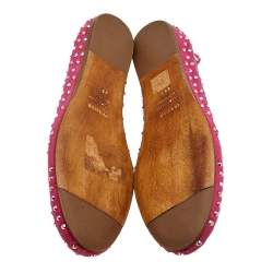 Le Silla Pink Suede Crystal Embellished Ballet Flats Size 39.5