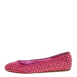 Le Silla Pink Suede Crystal Embellished Ballet Flats Size 39.5