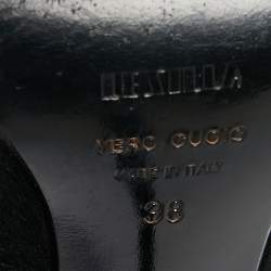 Pre Owned Le Silla Black Calf Hair Crystal Embellished Pointed Toe Pumps Size 38