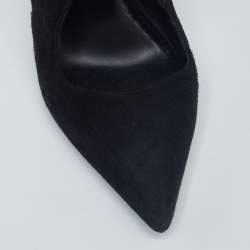 Pre Owned Le Silla Black Suede Lace-Up Ankle Booties Size 38