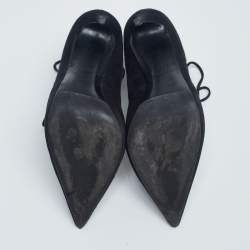 Pre Owned Le Silla Black Suede Lace-Up Ankle Booties Size 38