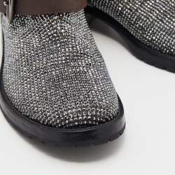 Pre Owned Le Silla Brown Embellished Leather Boots Size 37.5