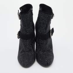 Le Silla Black Suede Embellished Ankle Boots Size 38