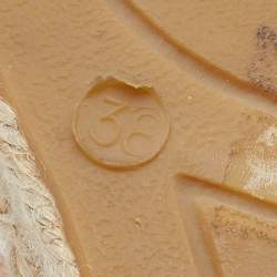 Pre Owned Le Silla Nude Leather Crystal Embellished Wedge Espadrilles Pumps Size 38