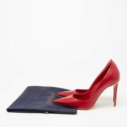 Le Silla Red Cobalt Leather Pointed Toe Pumps Size 39