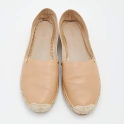 Pre Owned Le Silla Beige Leather Espadrille Flats Size 39