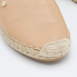 Pre Owned Le Silla Beige Leather Espadrille Flats Size 39