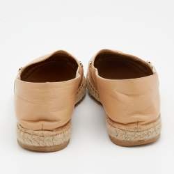 Pre Owned Le Silla Beige Leather Espadrille Flats Size 39
