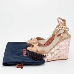 Le Silla Beige Leather Ankle Strap Platform Sandals Size 38.5