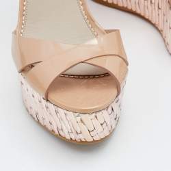 Le Silla Beige Leather Ankle Strap Platform Sandals Size 38.5