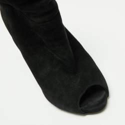 Le Silla Black Suede Peep-Toe Spiral Heel Ankle Boots Size 37.5