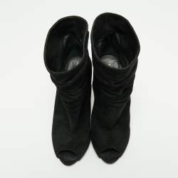 Le Silla Black Suede Peep-Toe Spiral Heel Ankle Boots Size 37.5