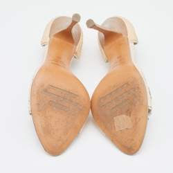 Le Silla Pale Pink Python Leather Embellished D'orsay Open Toe Pumps Size 39