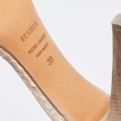 Le Silla Pale Pink Python Leather Embellished D'orsay Open Toe Pumps Size 39