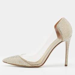 Le Silla Metallic Gold Suede And PVC Crystal Embellished Pumps Size 37